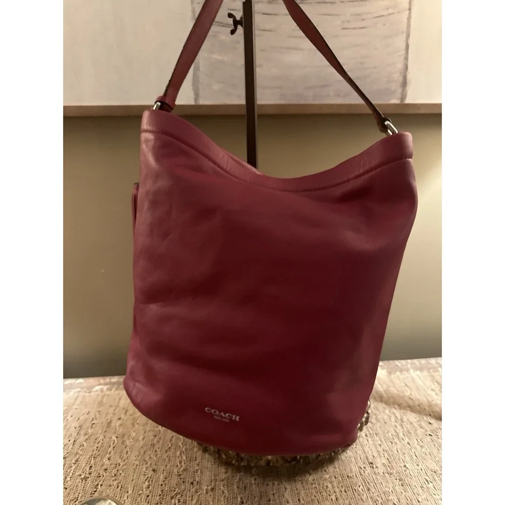 Coach Legacy Archival Red Bucket Hobo Bag Leather Turnlock Pocket G1269-21193